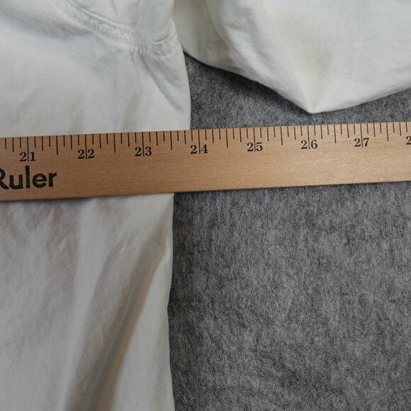 J. Jill Top Womens Medium Poplin Button Front White Shirt Mandarin Collar Crisp - Picture 7 of 9